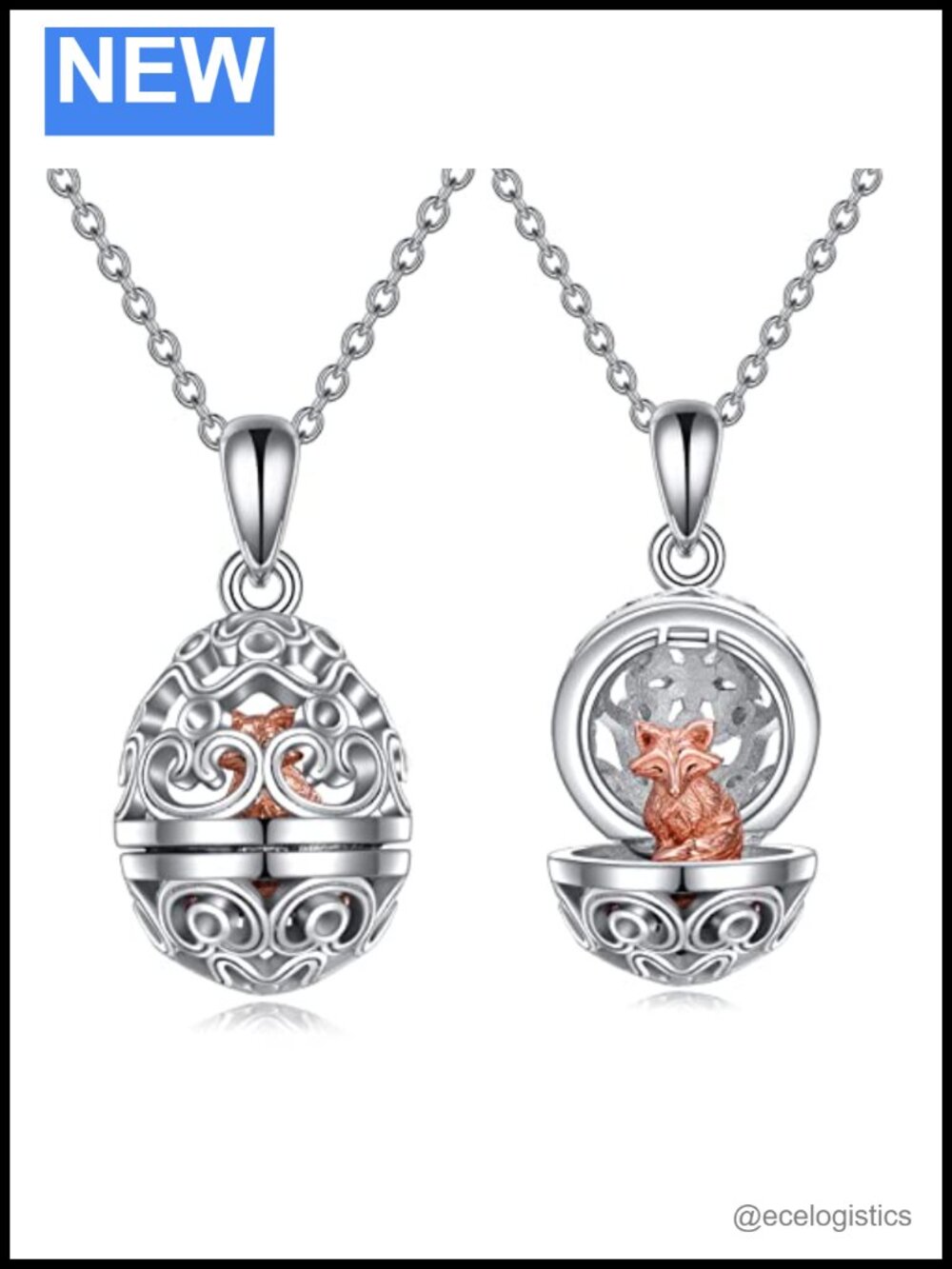 Sterling Silver Fox Pendant Necklace 18+2 Inch Adjustable Chain Animal Jewelry